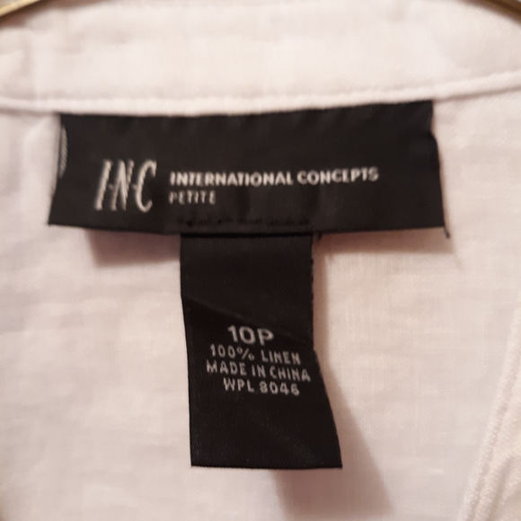 INC Concepts Petite White Button Down Linen Shirt 10P - Picture 2 of 16